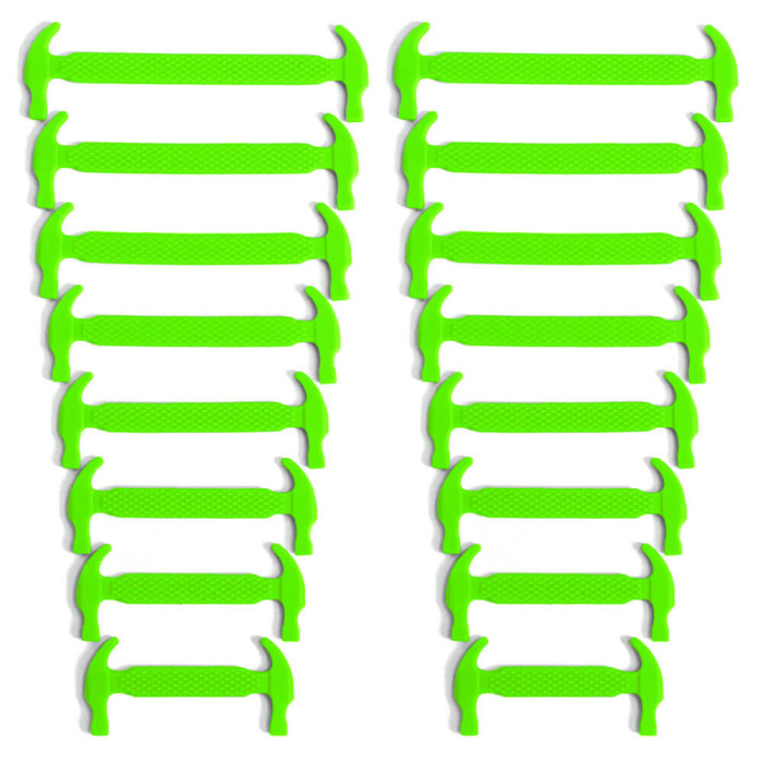 Neongrønne elastiske silikon skolisser (No-tie)